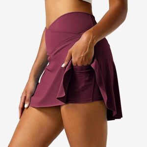 Halara Everyday 2-in-1 Tennis Skirt-Lucid XL Red Violet Skort Maroon Burgundy
